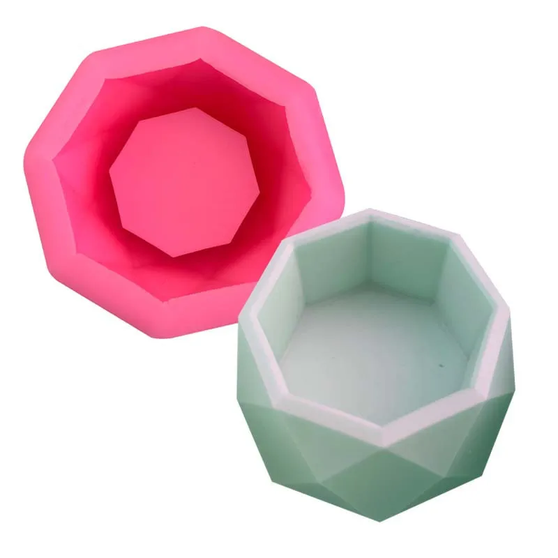Diamond Shaped Surface Candle Holder Mould Flower Gypsum Pot Silicone Mold DIY Silicone Mould Form For Making Candle Soap Tool