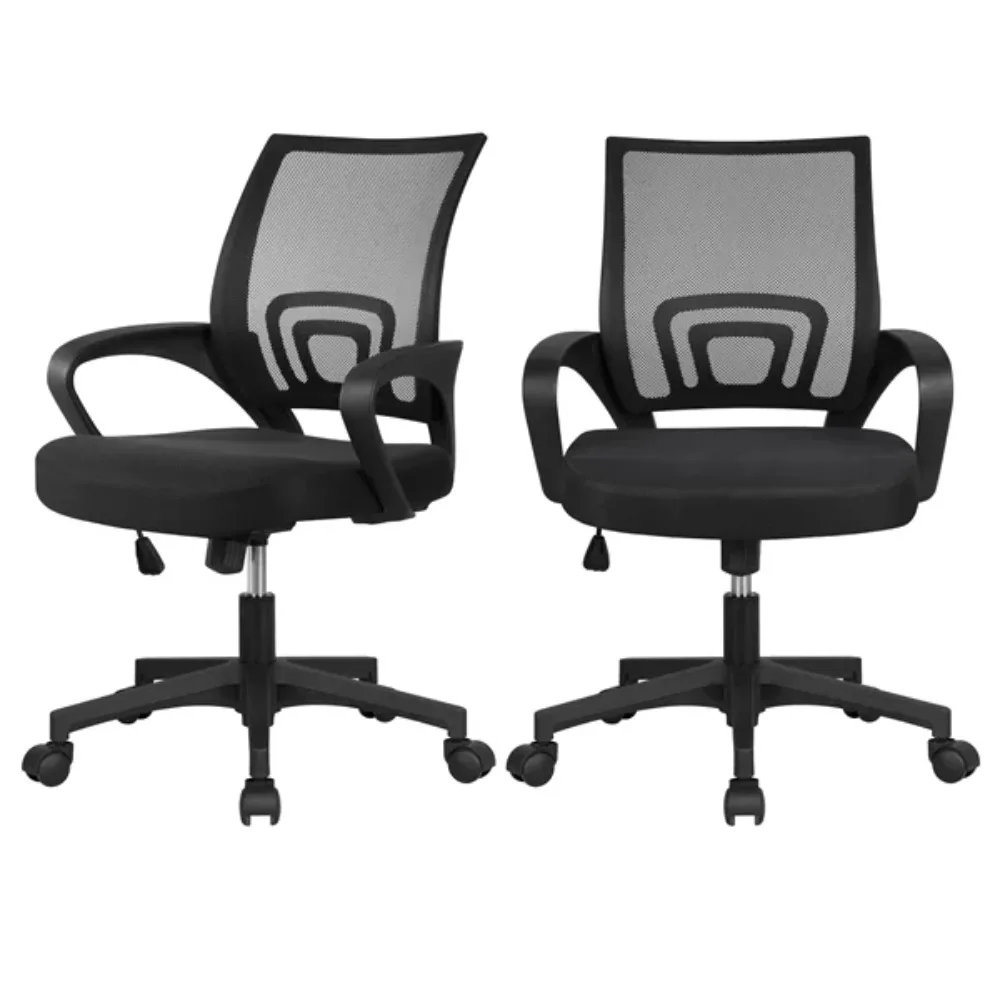 

SMILE MART Adjustable Mesh Swivel Office Chair with Armrest, Set of 2, Black