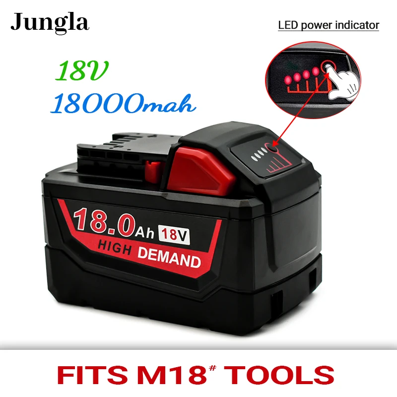 

18V 18000mAh Li-ion Tool Battery for Milwaukee M18 48-11-1815 48-11-1850 2646-20 2642-21CT Repalcement M18 Battery+free shipping