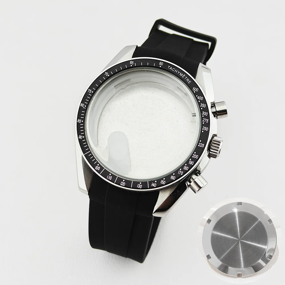 Фото Корпус для часов ForgeLink VK63 Moon Watch с резиновым ремешком, 39,7 мм, корпус из нержавеющей стали, подходит для циферблата VK63 32,5 мм. №1