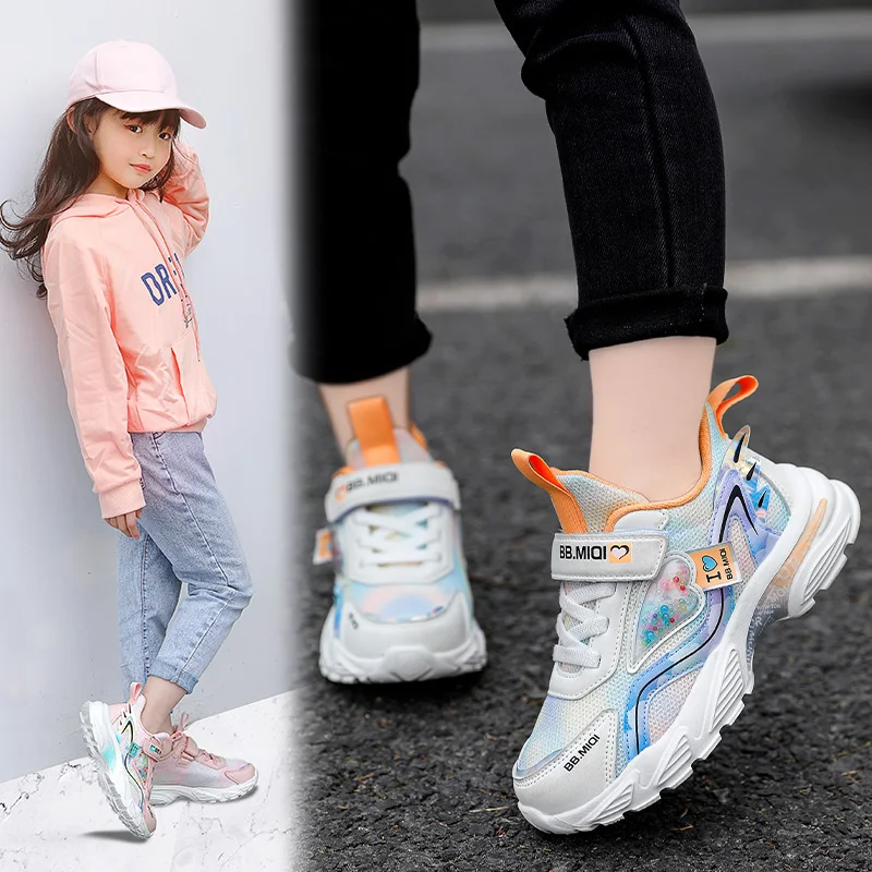 Brand New Girls Cute Running Shoes Purple Pink Casual Student Sneakers Children Comfortable Running Shoes Size 28-39