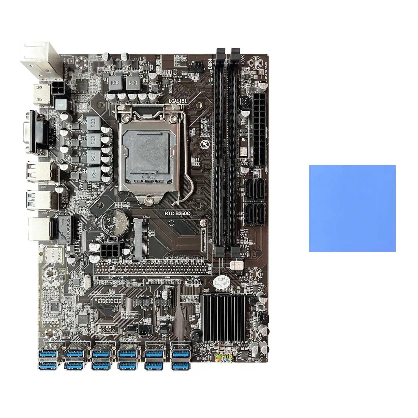 B250C BTC Mining Motherboard+Thermal Pad 12XPCIE to USB3.0 Graphics Card Slot LGA1151 DDR4 MSATA ETH Miner Motherboard