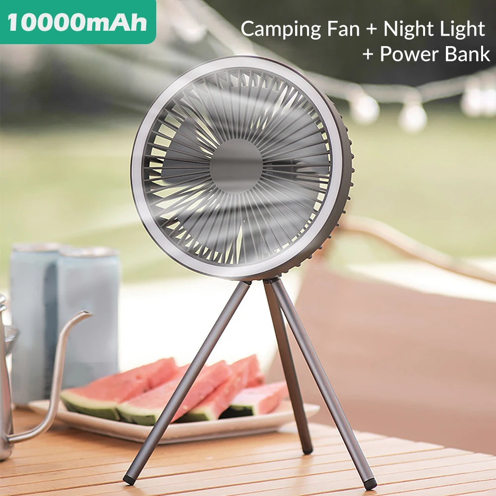 

4000/10000mAh Multifunctional Mini Fan USB Rechargeable Portable Fan Outdoor Camping Ceiling Fan Desktop Fan with LED Light