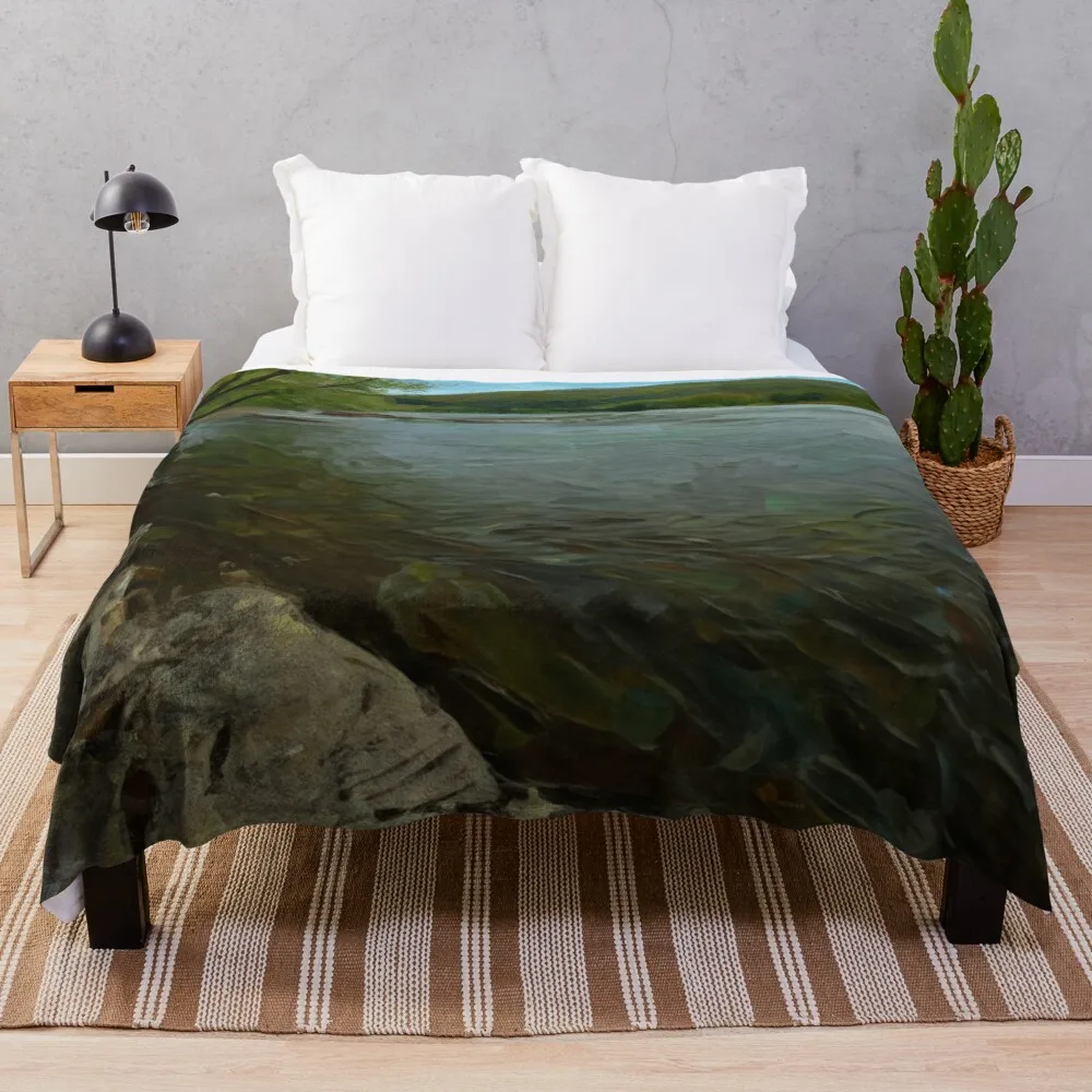 Лето на Descac River at Harpers Ferry - Одеяло с маслом Постельное белье Декоративные одеяла