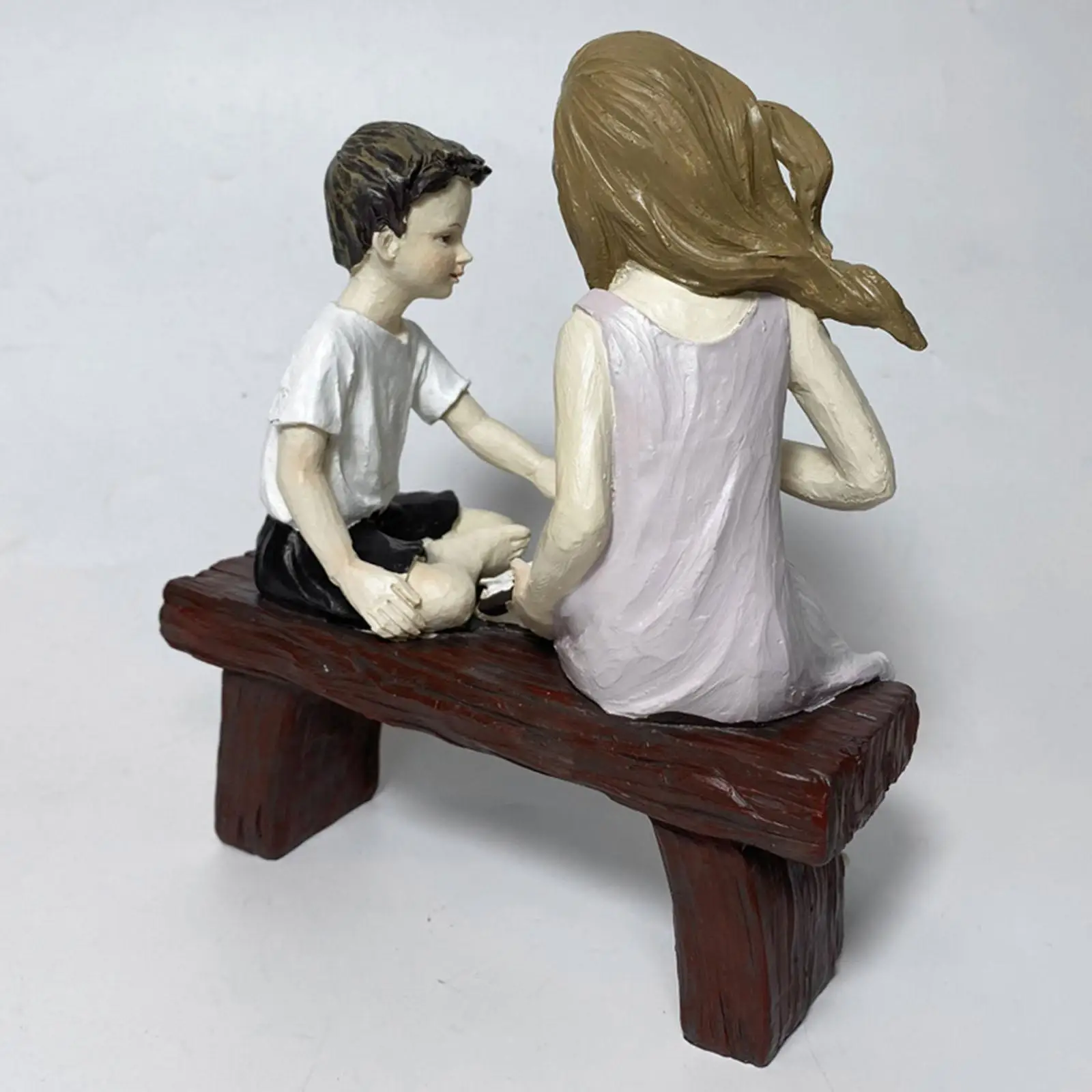 

Modern Reading Sister Brother Figurine Living Room Porch Child Decorative
