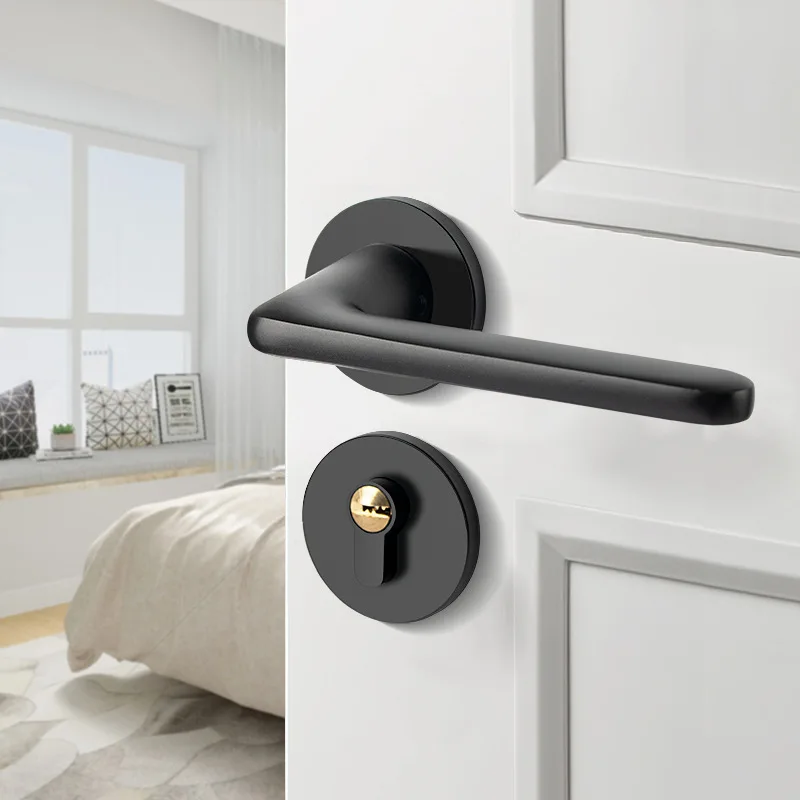 

Дверная ручка для распашных ворот, наручный межкомнатный замок для спальни, раздвижных ворот, интеллектуальный деревянный с ключами, для дома в квартире, черный цвет
