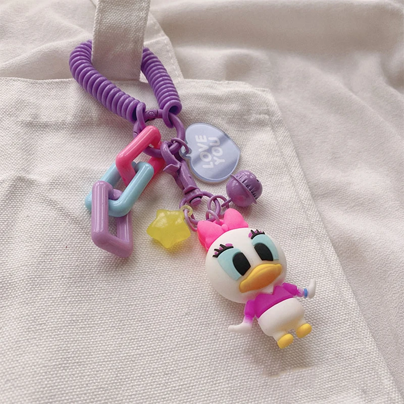 Disney Mickey Mouse Keychain Ladies Fashion Cute Romantic Vintage Acrylic Keychain Charm Korea 90s Aesthetic Bag Phone Chain New