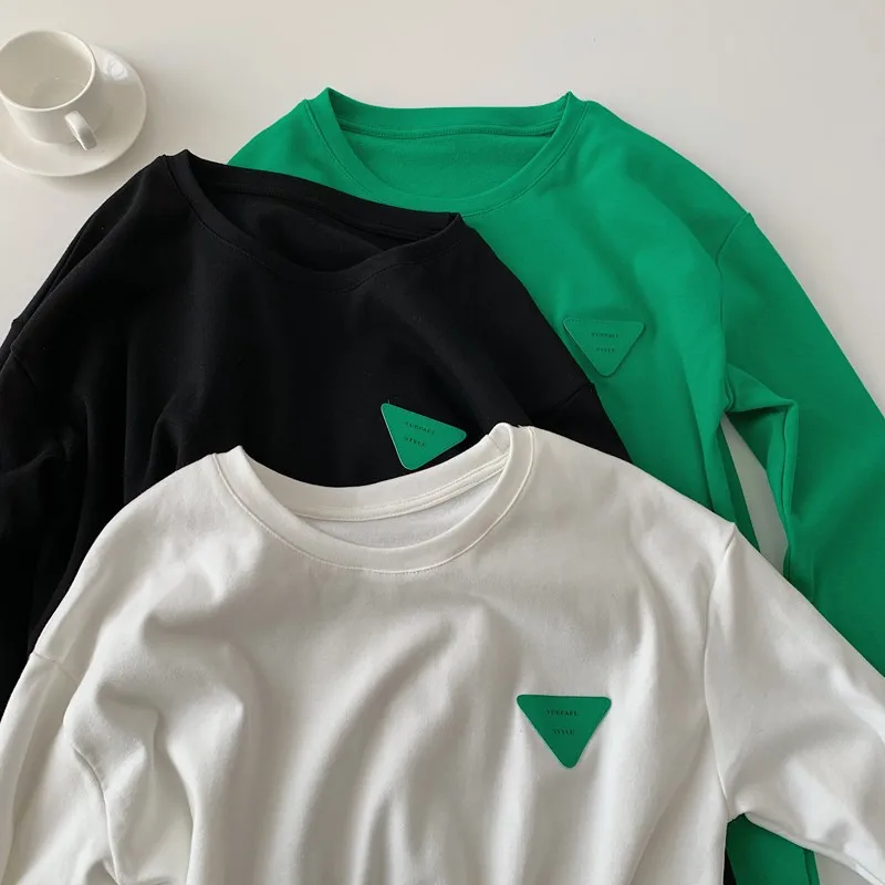 Женская футболка с длинными рукавами Повседневная треугольным принтом в