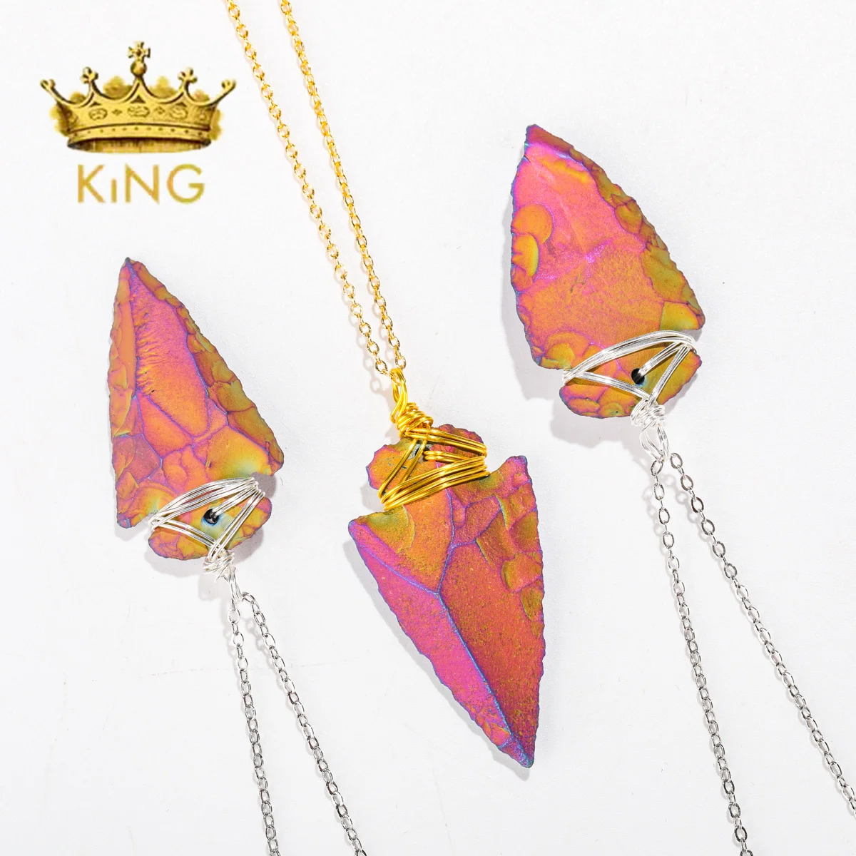 Ожерелье ручной работы с подвеской из натурального агата и титана