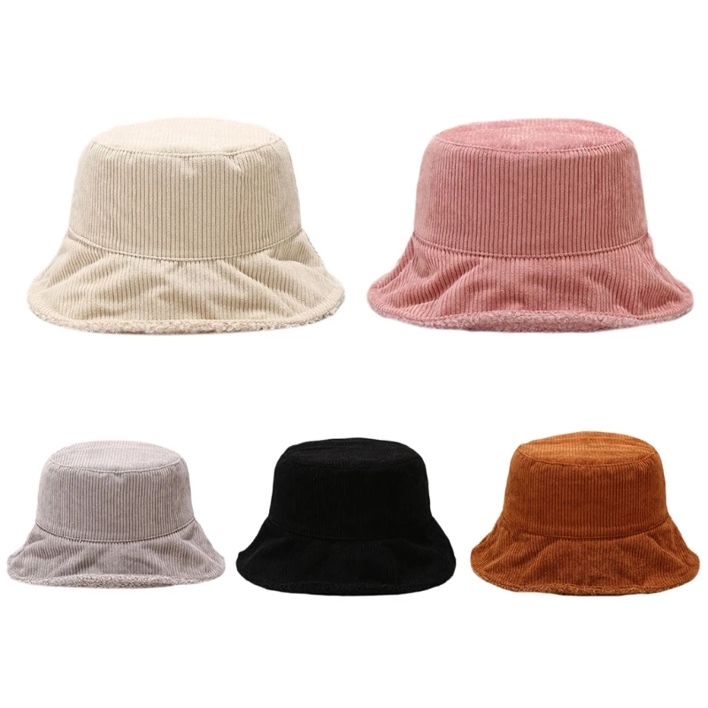 Corduroy Fisherman Hat Corduroy Bucket Hat Solid Color Bucket Hat Winter Warm Fuzzy Corduroy Bucket Hat Cloche Basin Hat