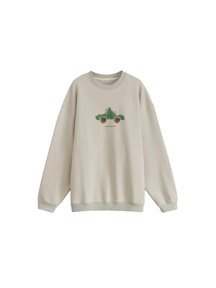 

Women O-neck Baggy Long Sleeve Sweatshirts Retro Print Grey Color Jumper American Style Vintage Hoodies Pullover 2022 Autumn New