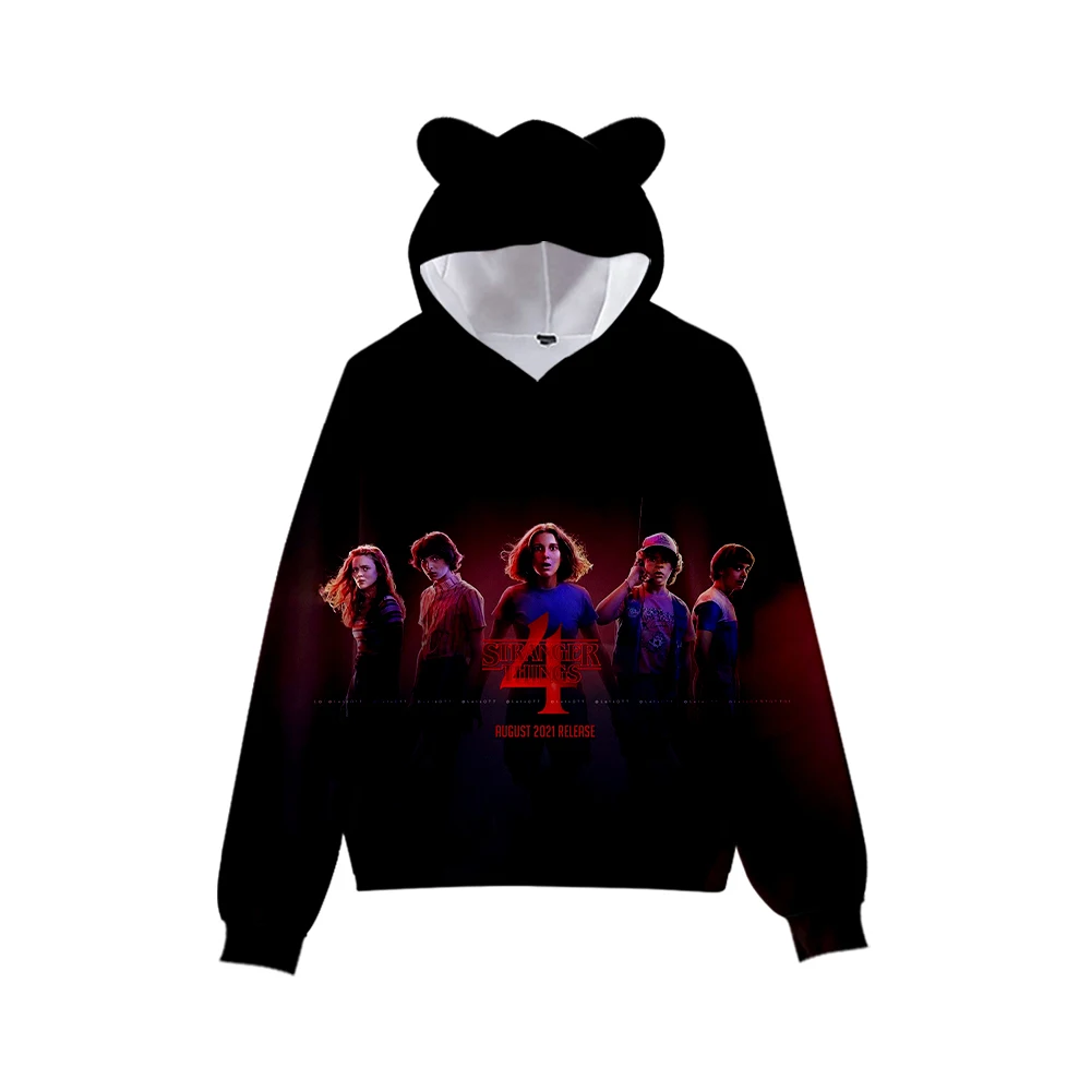 

3-16 years children hoodies Stranger Things Season 4 Cat Ear Hoodie Boy girls kids Clothes Cat Sweatshirts teen boy sweatshirt