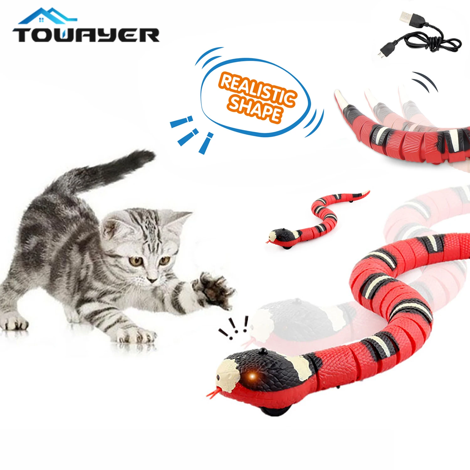 

Intelligent Induction Snake Interactive Cat Toy Electronic Snake Toy Usb Charging Pet Dog Kitten Game Toy Cat And Dog Pet Toy