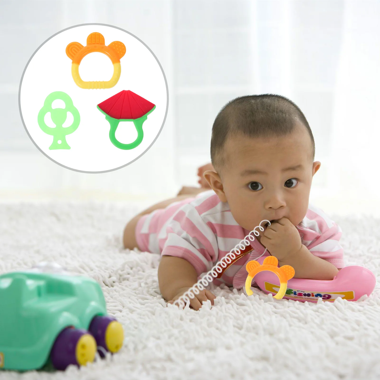 

3 Pcs Tender Portable Comfortable Cartoon Tooth Toys Teething Sticks for Home Playing