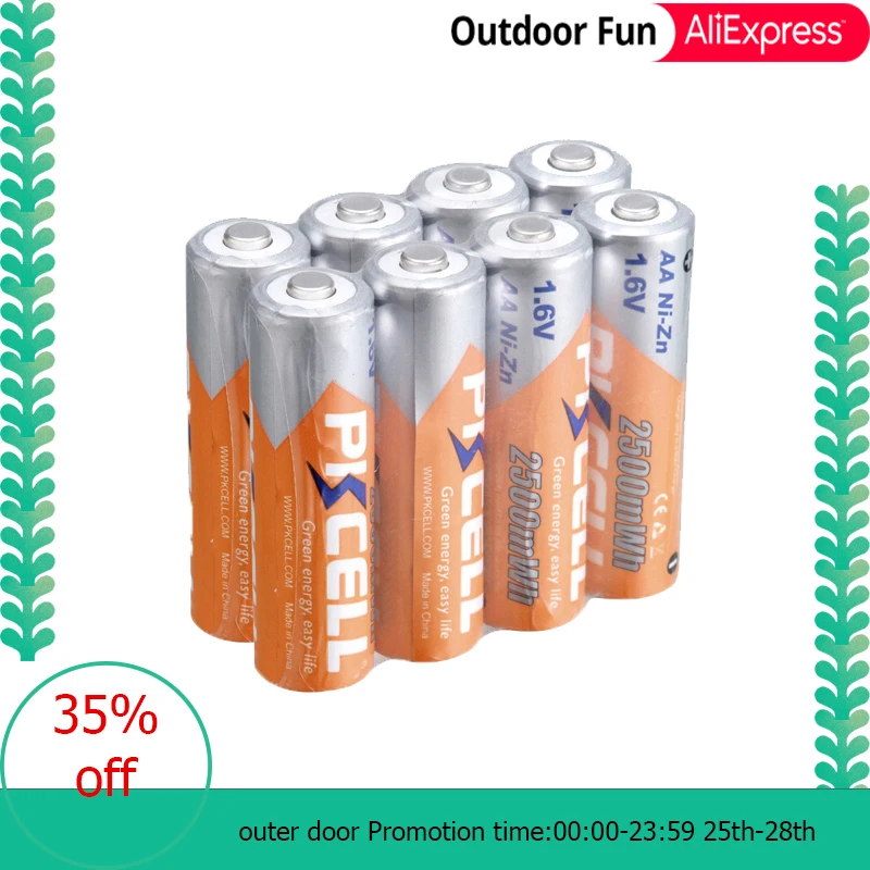 

8pcs/lot PKCELL Bateria AA Battery Ni-Zn 1.6V 2500mWh Nickel-Zinc in bulk AA Rechargeable Battery Batteries Baterias