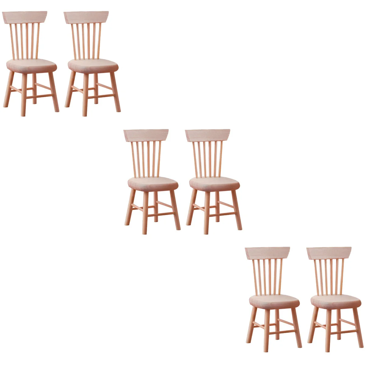 

6 pcs Tiny Furniture Wooden Chair Setting Photographic Props Wooden Ornaments