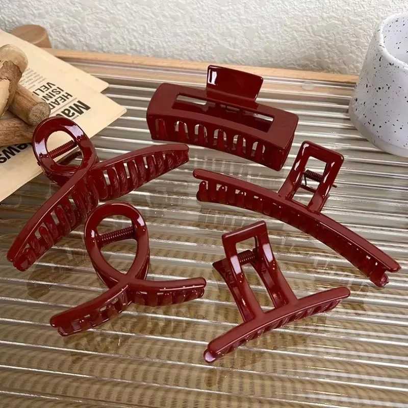 Женские красные заколки для волос девочек большие геометрические акриловые