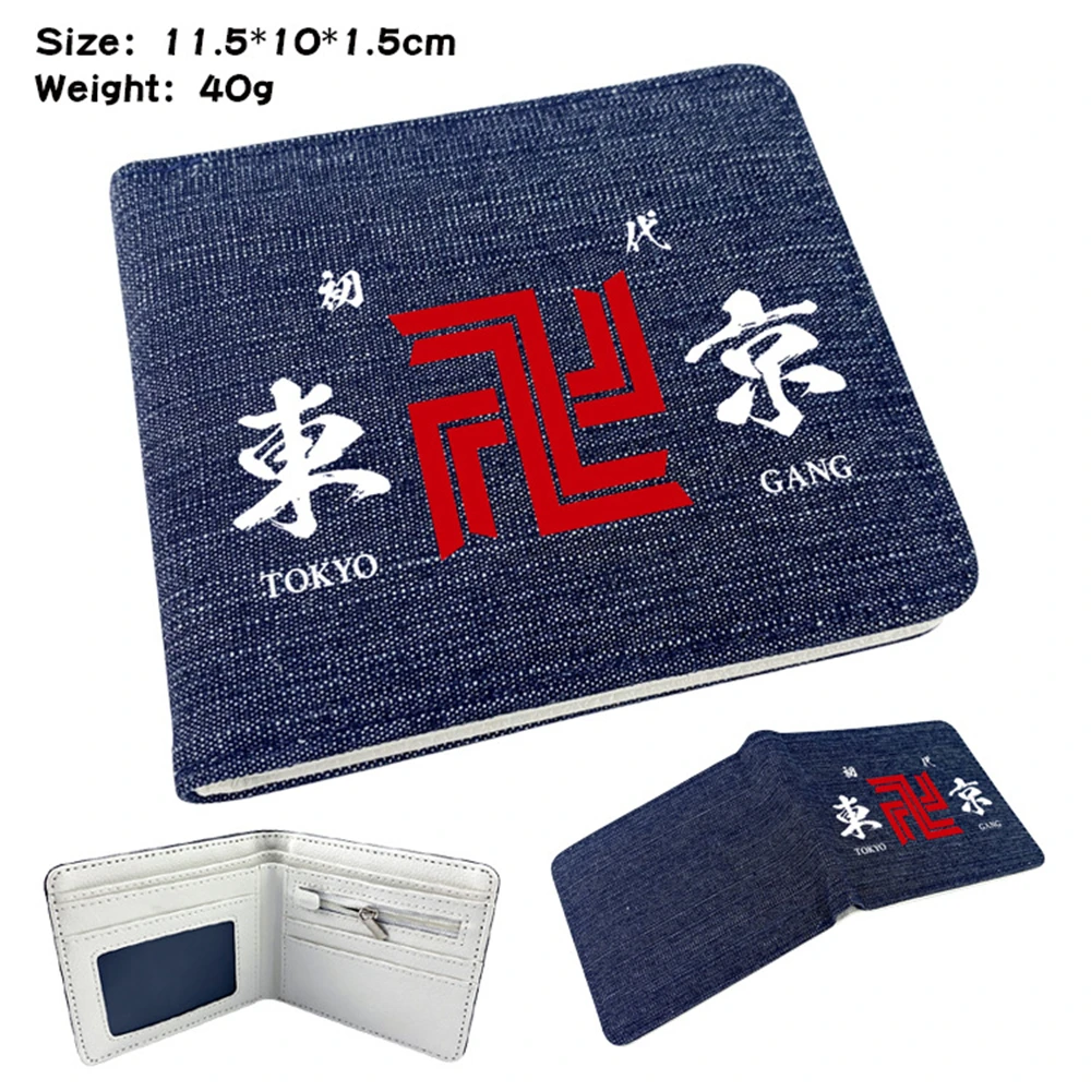 

Anime Tokyo Revengers Denim Printing Wallet Bifold Casual Young Men Women Coin Bag Photo Card Holder Cartoon Purse Cosplay Gift