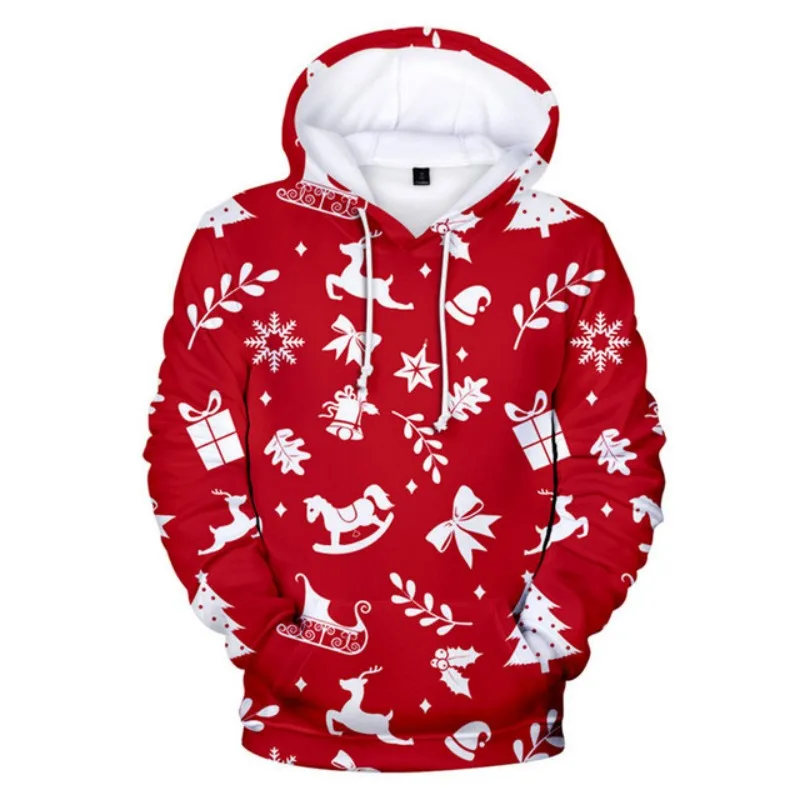 

2022 new Christmas print casual hooded sweatshirt and hoodie