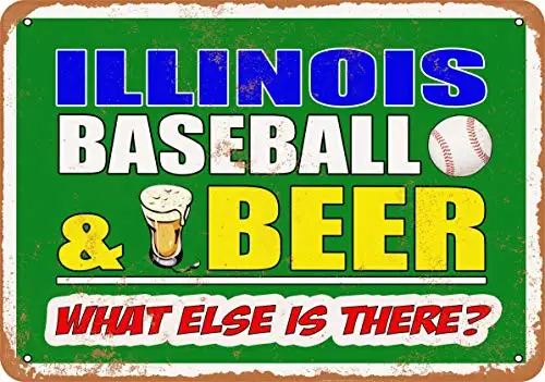 

Metal Sign - Illinois Baseball and Beer - Vintage Look
