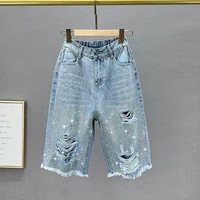streetwear ripped denim shorts womens 2022 new summer high waist loose hot drilling shorts girls students short jeans hot pants