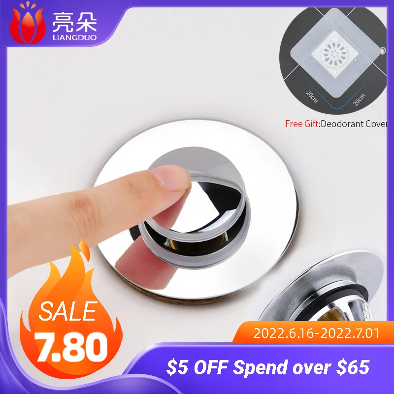 

Universal Stainless Steel Bounce Core Push-Type Drain Filter Hair Catcher Deodorant Bath Stopper Kitchen Bathroom Accessories