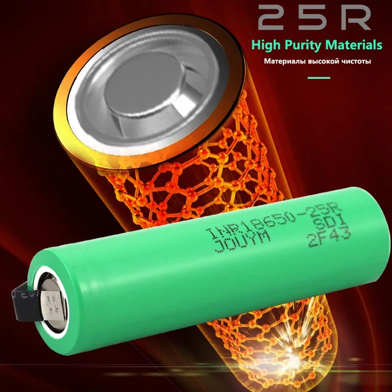 inr 18650 2500mAh 3.6V Battery 20A High current Li-ion Rechargeable Substitute for Samsung INR18650 25R M Cell |