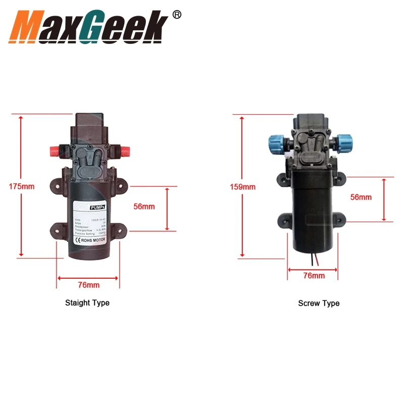 Водяной насос Maxgeek 12 В постоянного тока 130 фунтов на кв. дюйм 6 л/мин мембранный