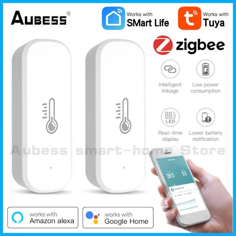 

Tuya ZigBee Smart Temperature And Humidity Sensor Battery Powered Smart Home Security Monitor Hygrometer Alexa Google Home