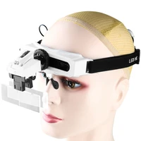 5101520x magnifying headset with led light magnifying glass head mounted jewelry loupe magnifier with multiple lens