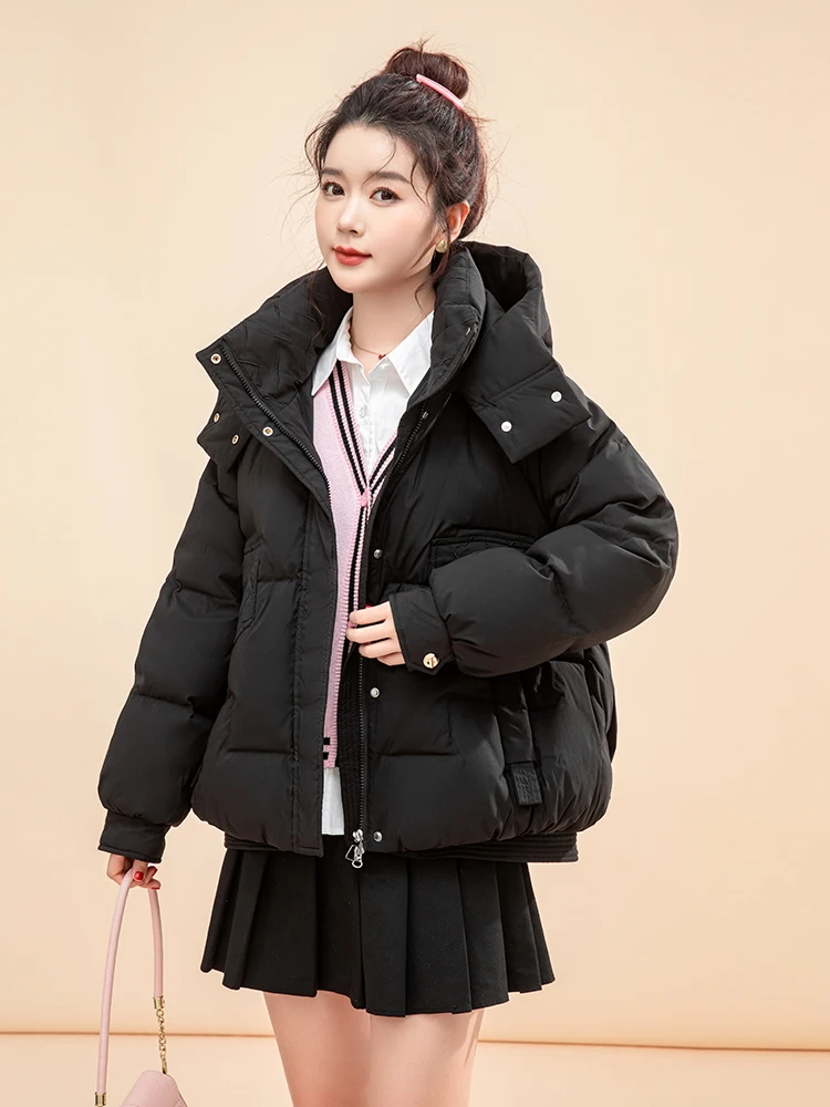 Женский пуховик на утином пуху Yaya свободный короткий теплый 90 зима 2024