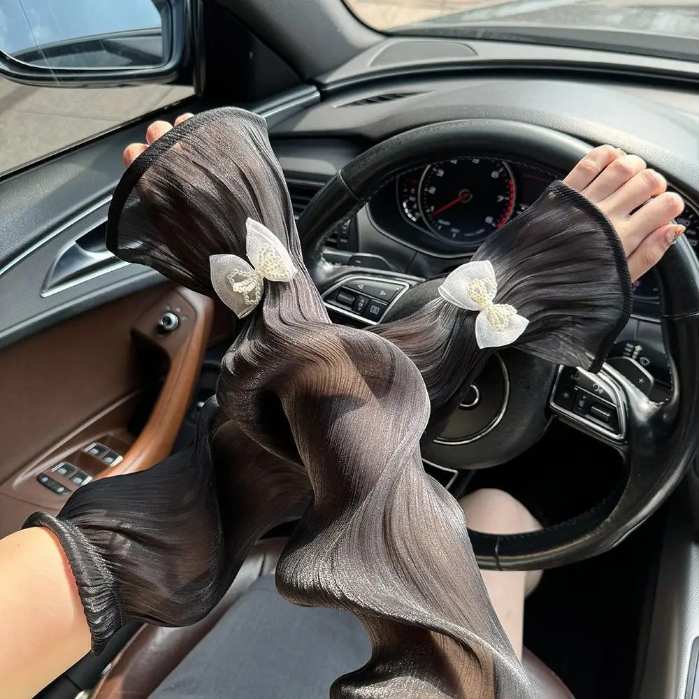 Кружевная сетка шелковые кружевные тонкие рукава портативные солнцезащитные с