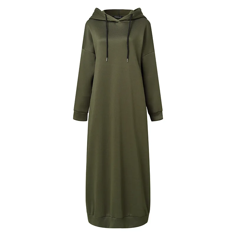 MISSJOY 2022 Fashion Hooded Muslim Women's Robe Dress Drawstring Long Sleeve Casual Loose Dubai Turkey New Sweater Robe