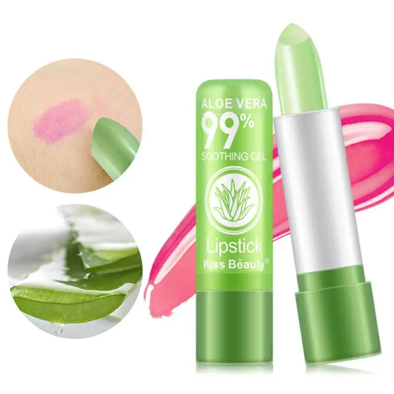 

Меняющий цвет бальзам для губ, Натуральная губная помада с алоэ вера, стойкая увлажняющая Косметика для макияжа для женщин