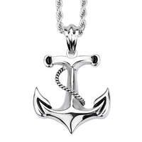 Rock Roll Steampunk Men One Piece Anchor Necklace Charm Titanium Vintage Navy Sailor Pirates Women Pendants JON065