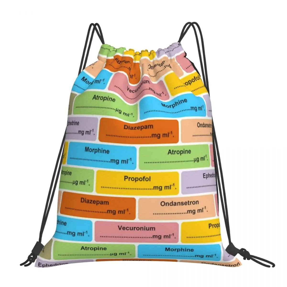 

Подарок для анестезиста, анестезиолога, этикетки лекарств, рюкзак с рисунком, портативные сумки на шнурке, сумка для книг для мужчин и женщин