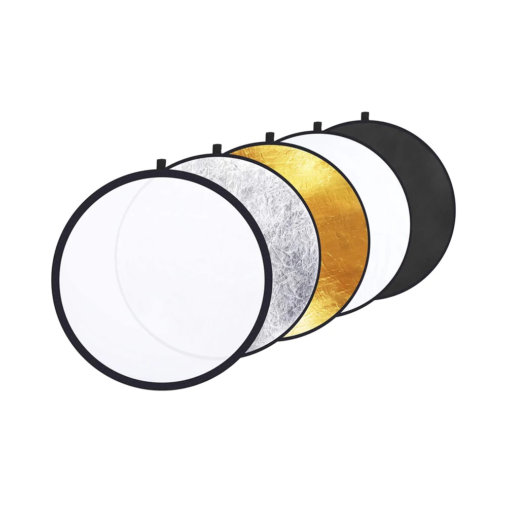 

24 Inch/60cm Light Reflector 5 in 1 Collapsible with Bag - Translucent/Silver/Gold/White/Black for Studio Photography Lighting