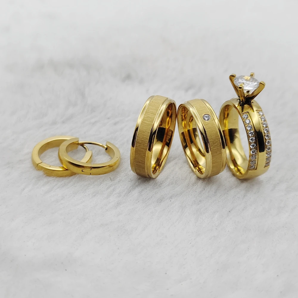 Модные женские роскошные кольца альянсов с позолотой 14 карат серьги обручальные
