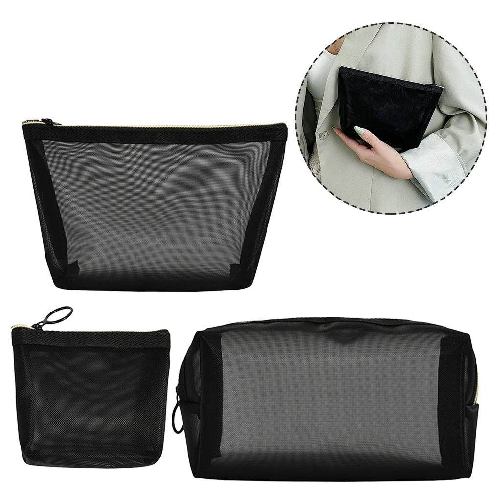 

3Pcs Capacity Mesh Bag Women Small Makeup Bag Mesh Bag Makeup Bag Small Small Pouches For Purse for Girls Women Travel