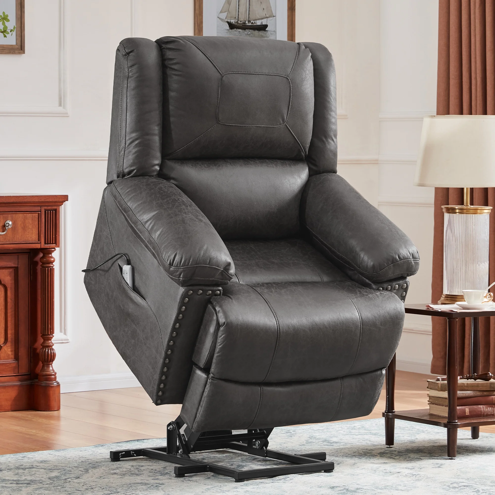 

Power Lift Chair with Adjustable Massage Function, Recliner Chair with Heating System for Living Room