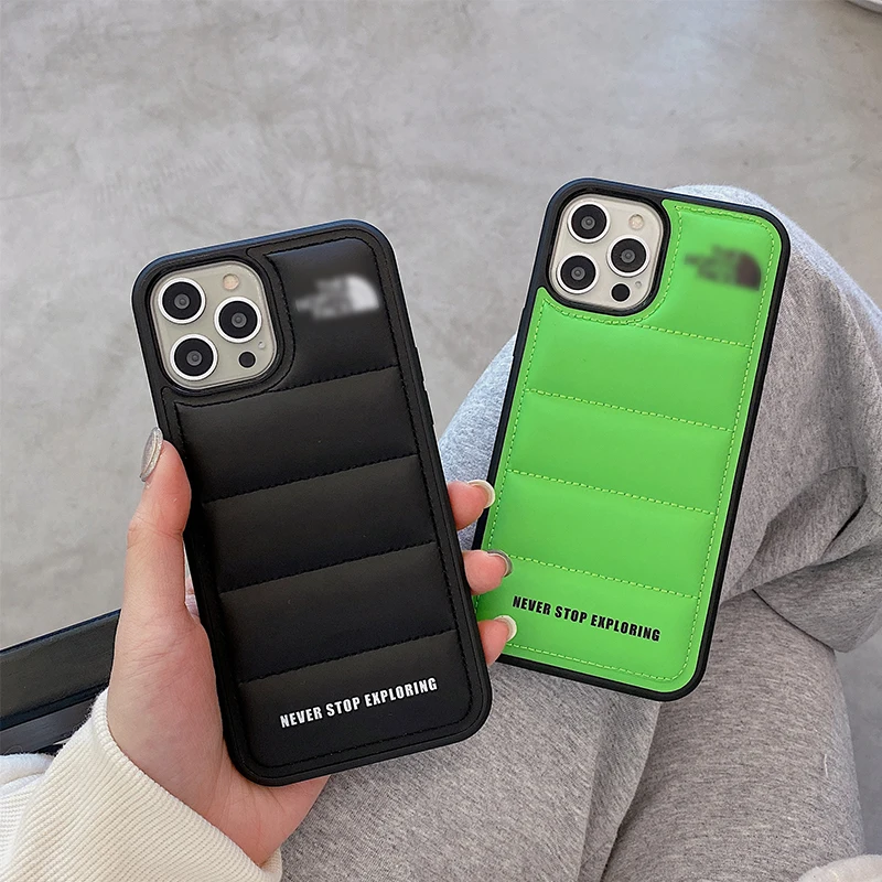 

Модный брендовый чехол-пуховик для телефона iPhone 13 12 11 Pro Max X XS XR 7 8 Plus SE 2022, Модный зимний теплый черный мягкий чехол
