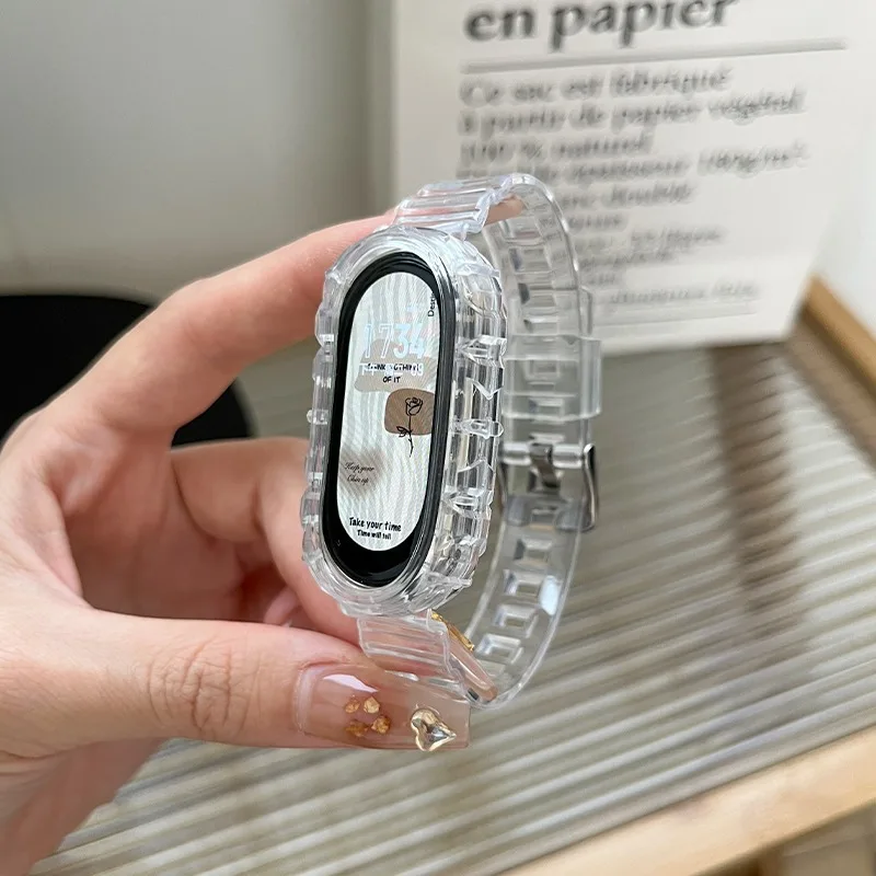 Transparent Silicone Strap For Mi band 8 Sport Bracelet Replacement Watchband For Xiaomi Mi band 8 Correa Strap Women Men Belt