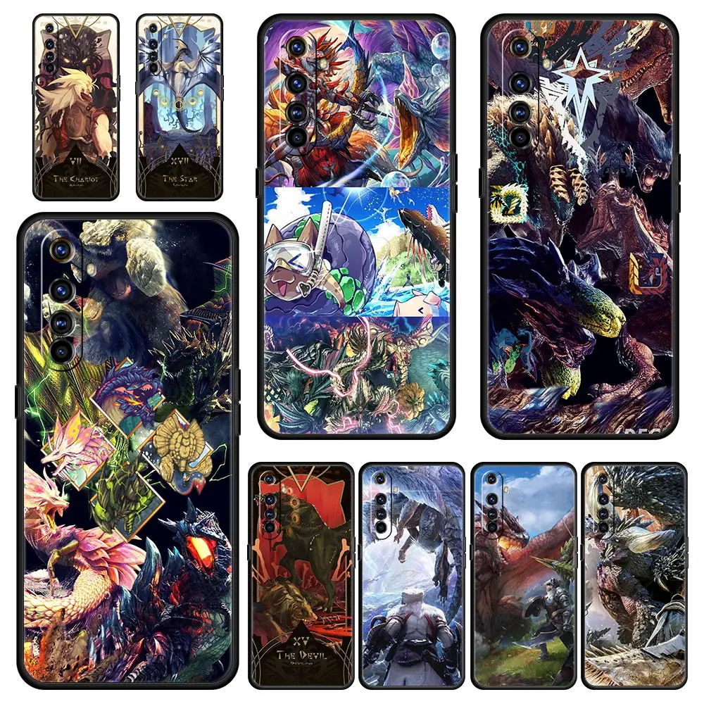 

Чехол с рисунком монстра Хантера для Realme 9 8 7 6 GT2 Pro Plus чехол для телефона 8i 9i C3 C21 C11 C25, мягкий силиконовый черный чехол, чехлы