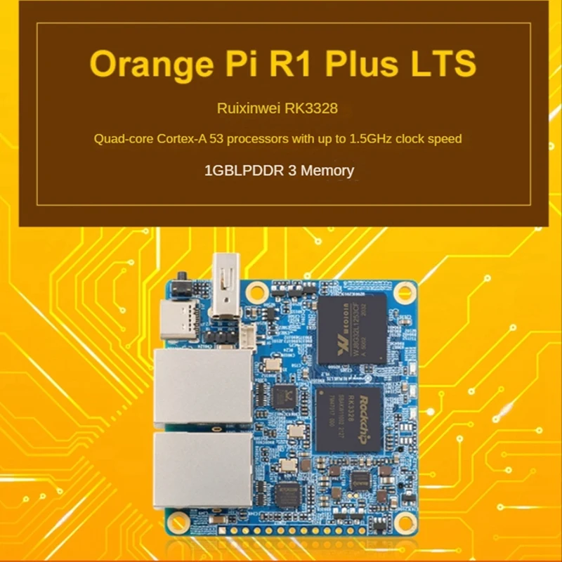 

For Orange Pi R1 Plus LTS RK3328 Cortex-A53 Quad-Core 64-Bit 1GB LPDDR3 Development Board Dual Gigabit Ethernet Ports