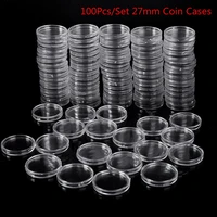 100 pieces of 27mm plastic small round box coin protection box coin holder capsule storage box round display box