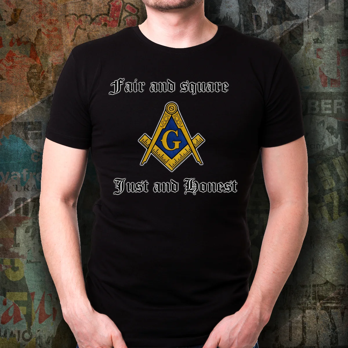 Рубашка с масонским девизом-яркая и квадратная просто честно-одежда логотипом