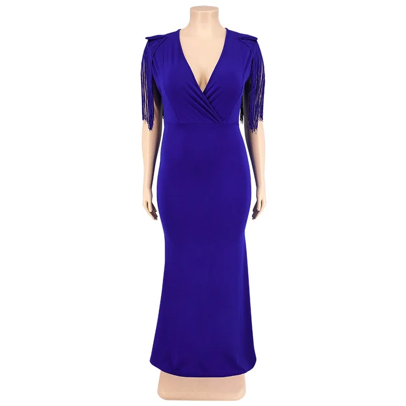 4XL 5XL Plus Size Dresses for Women V Neck Sleeveless High Waisted Bodycon Mermaid Floor Length Large Evening Party Dress Big