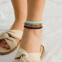 boho ankle women chain foot beach gift 7pcs multi layer beaded anklet bracelet