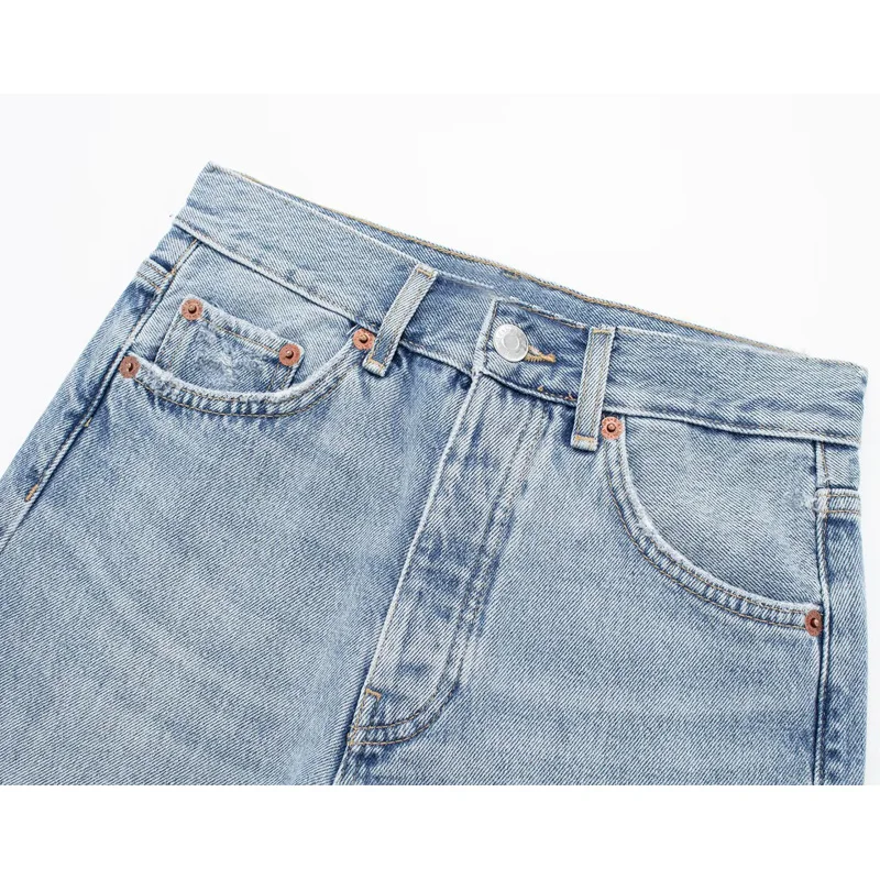 TRAF 2023 Denim Shorts for Women Blue Bermuda Shorts Woman Summer Mid Waist Jeans Shorts Women Streetwear Casual Women's Shorts