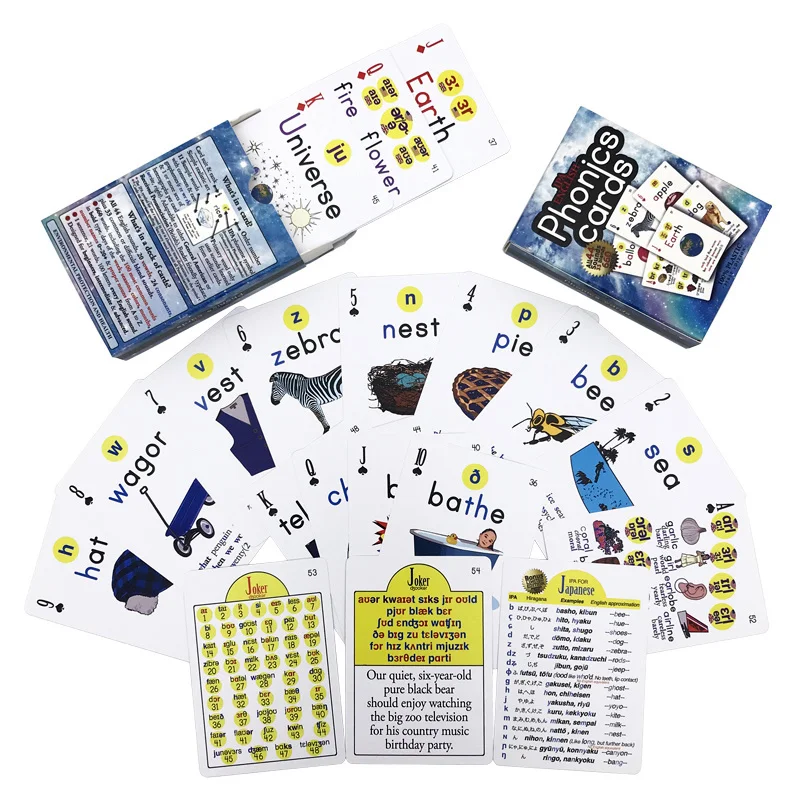 

Euramerican Children Baby English Learning Pocket Flash PVC Playing Cards Cutely Cartoon Kids Educational Word Table Poker Games